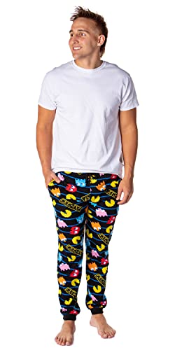 Pacman Men's Ghost Chase Allover Pattern Knit Jogger Pajama Pants2