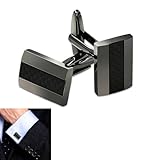 1 paio Gemelli Fibra di Carbonio,Classico Quadrato nero Gemelli,Eleganza di Alta Gamma,per...