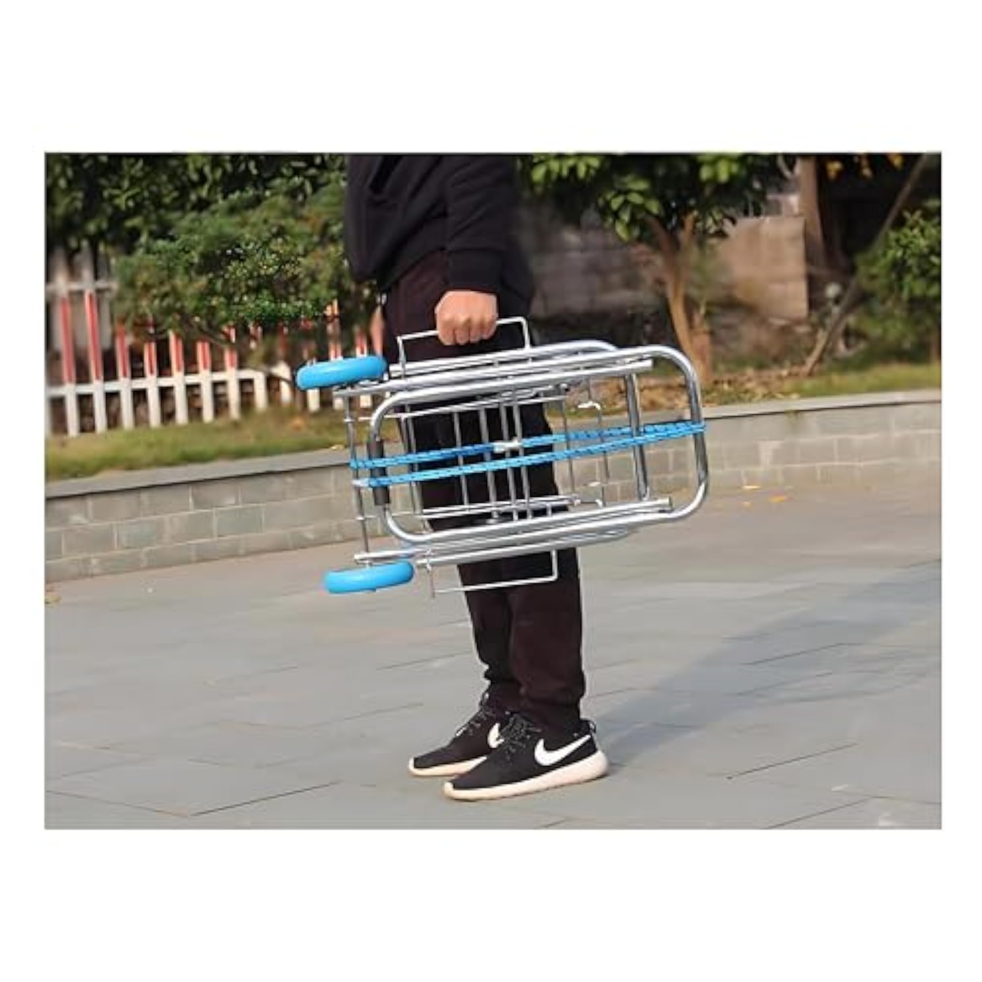 Heavy Duty Foldable Luggage Trolley with 4 PU Wheels