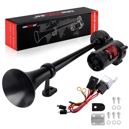 CENZHIWEN Air Horn for Truck 12V 150dB Ultra Loud MotoHorn 3.0 train horn for Motorcycle/Pickup/SUV/Boat Electric Car Horn Kit with All-in-One impact Air Compressor for Vehicles (Black)