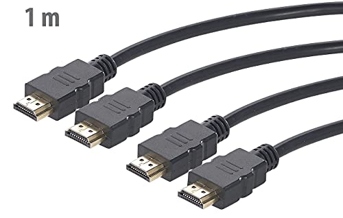auvisio Fernseherkabel: 2er-Set High-Speed-HDMI-Kabel f&uuml;r 4K, 3D & Full HD, HEC, schwarz, 1 m (Monitorkabel)
