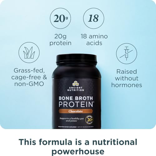 Ancient Nutrition Grass Fed, Cage Free, Bone Broth Protein Powder, 20g Protein, Hydrolyzed Collagen Peptides, Keto & Paleo Friendly, Supports Joint, Gut Health, Chocolate, 40 Servings - Image 3