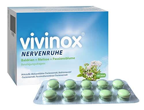 vivinox Nervenruhe Beruhigungsdragees: Pflanzliches Beruhigungsmittel mit Baldrian für Unruhezustände und nervös bedingte Einschlafstörungen, 100 Stk.