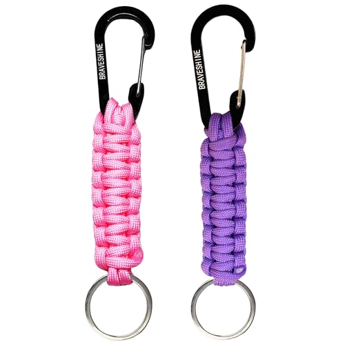 Image of BRAVESHINE Paracord Keychain Carabiner Clip, D Ring Lanyard Hanger Stroller Hook for Water Bottle, Key, Backpacks, Men, Women