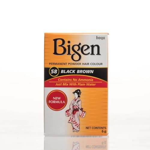 Bigen Powder Hair Color #58 Black Brown 0.21oz (6 Pack)
