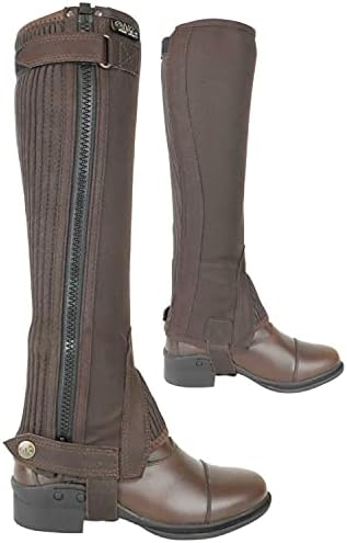 AK Washable Micro Suede Leather Horse Riding Half Chaps AKRS-1032 (W) (S, Brown)