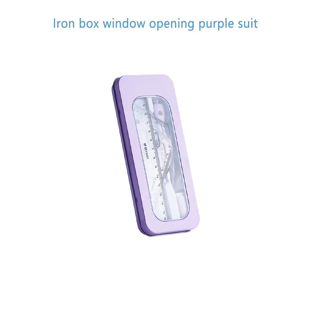 Lot de 10 kits de papeterie 7 pièces/ensemble de papeterie pour étudiants école examen étude règle triangulaire boussole gomme crayon recharge outil mathématiques violet