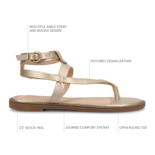 Journee Women's Comfort Foam Tangie Flat Sandals Champagne, 93