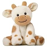 Hopearl Adorable Plush Cow Toy Floppy Dairy Cattle Soft Stuffed Animal Cute Birthday Gifts for Boys Girls Kids Toddlers, Light Brown, 9''