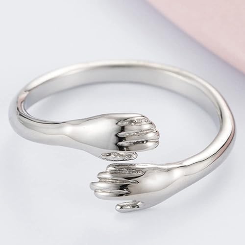 Vista 3 de Jude Jewelers Anillo de acero inoxidable estilo mano abrazo declaración declaración aniversario