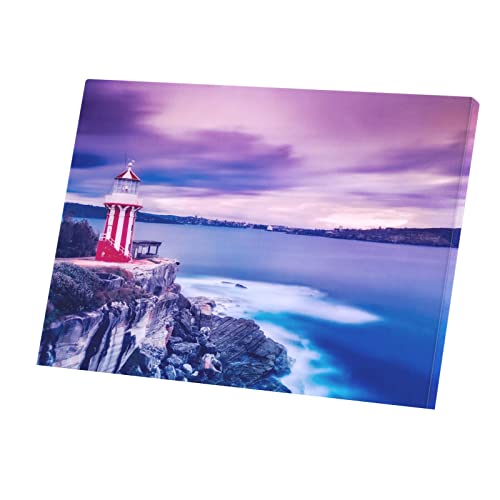 Tableau phare rouge et blanc falaise souvenir océan