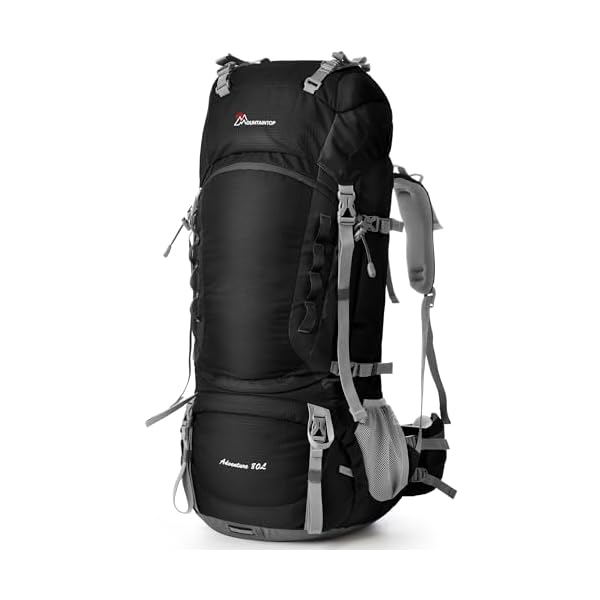 MOUNTAINTOP 80L Internal Frame Backpack for Man & Women Backpacking Hiking Backpack with Rain Cover,Black