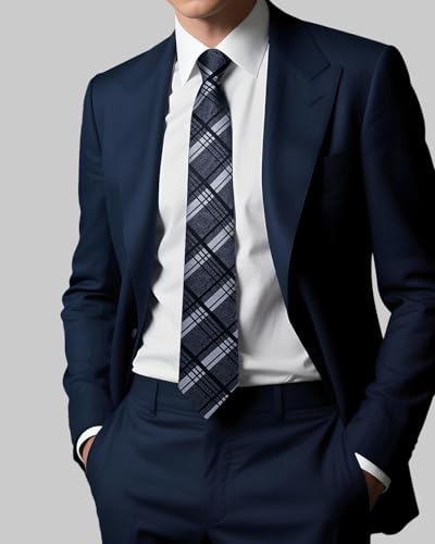 Image of DiBanGu Mens Zipper Ties Silk Adjustable Necktie Pocket Square