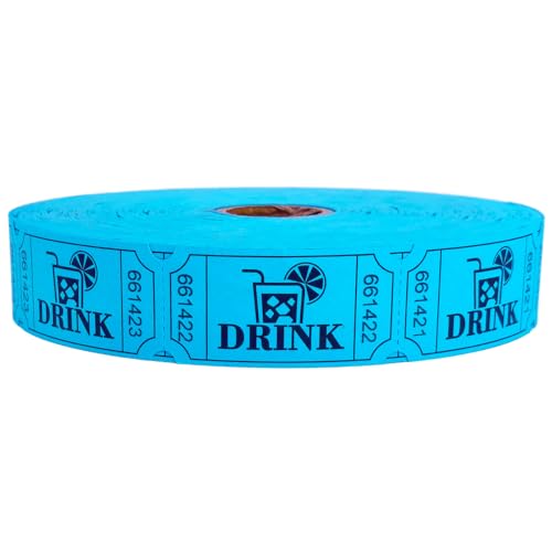 Savvylife 1200 Drink Raffle Tickets, 2 x 1 Inch, Drink Tickets Single Roll for Events, Club, Community Festival, Party, Class Reward (Blue)
