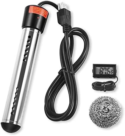 Quick Heating Portable Immersion Water Heater with Stainless Steel Guard, Anti-scalding Bucket Heater, Immersion Heater for Indoor & Outdoor