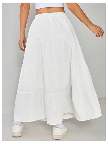 Milumia Women's Boho Ruffle Flowy Long Skirt Textured Tie Front A Line Maxi Skirts3
