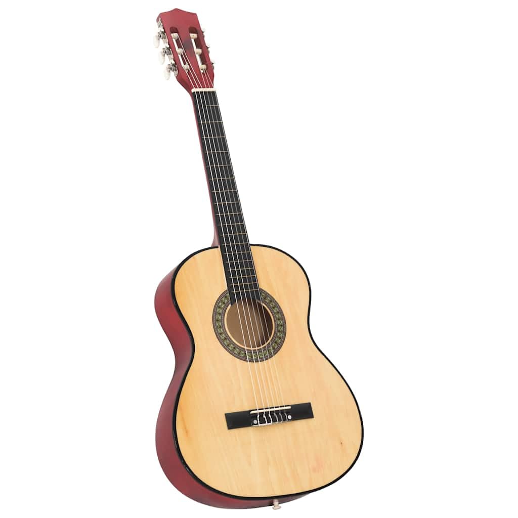 Chitarra classica 3/4, 91,4 cm, per principianti, chitarra da concerto, con custodia, tracolla, plettri, accordatore e corde, in legno di tiglio, naturale