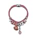 Produktbild Joeyan Charm-Armband Handgemacht Muschel Perlen Blume Leder Silber 14K Gelbgold Strass Armschmuck Charm Damen Geschenk Hochzeit Urlaub, Rosa