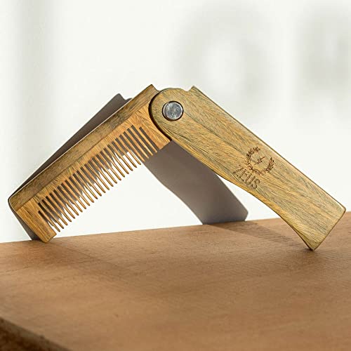 Zeus Sandalwood Folding Beard Comb, Wooden Mustache & Beard Foldable Comb, Travel Pocket Size Comb – F31 #TOP4