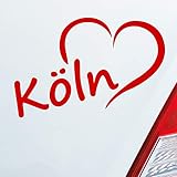 Autoaufkleber in einer von 18 Farben: Köln Herz Stadt City Liebe Stadt Cologne - Inkl. Anleitung zum einfachen und schnellen Aufbringen