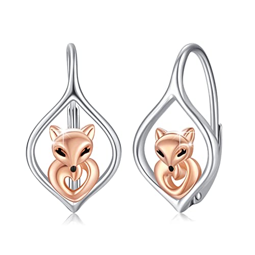 Fox Earrings 925 Sterling Silver Fox Huggie Hoop Earrings Mother's Day Jewelry Gifts For Women Mom Girls #TOP24