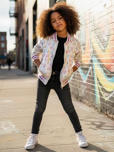 Girls Lightweight Bomber Jacket – Zip-Up Style with Pockets for Kids4