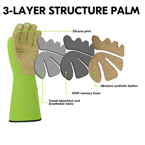 Vgo... 1-Pair Ladies' Synthetic Leather Gardening Gloves, Long Sleeves Gauntlet, Breathable & Grip Work Gloves, High Dexterity, Washable (Size M, Green, Sl7445) #TOP1