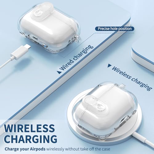 Image of OTOPO for Airpods Pro 2 /1 Case Clear with Lock Cleaning Kit, Soft TPU Transparent AirPods Pro 2nd Generation Protective Cover Skin Women Men for Apple Airpods Pro 2023 /2022 /2019 Charging Case, Clear