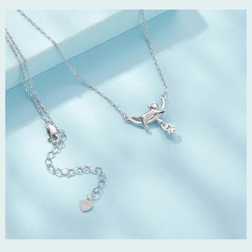 Collier chat en argent 925 sterling pour femme aux finitions joaillerie