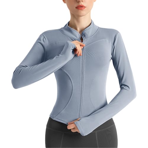 Dresmannst Langarm Sportjacke Damen, Gym Top Trainingsjacke mit Daumenloch,...