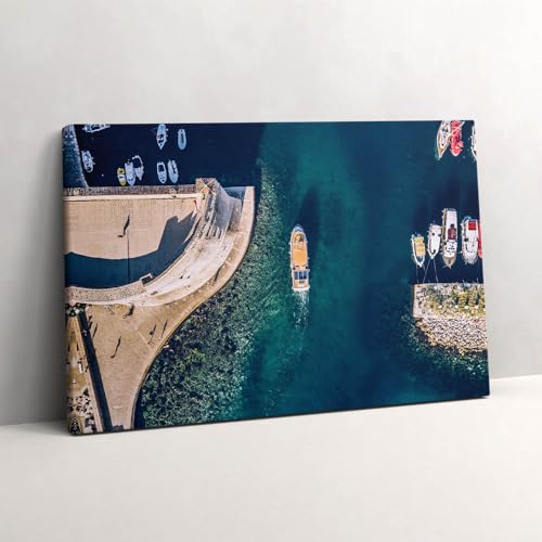 Tableau photo sur toile voilier sur l'eau Wallfluent 60x40cm décoration murale salon