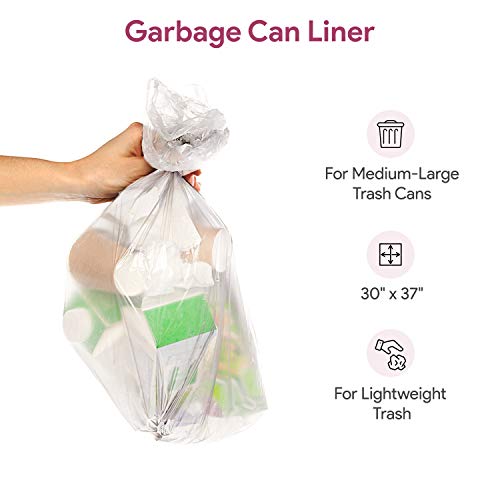 Image of 20-30 Gallon Clear Garbage Can Liners, 250 Count - Medium - Large Trash Can Liners - High Density, Thin, Lightweight, 10 Microns - For Office, Home, Hospital, Wastebaskets -10 Coreless Rolls