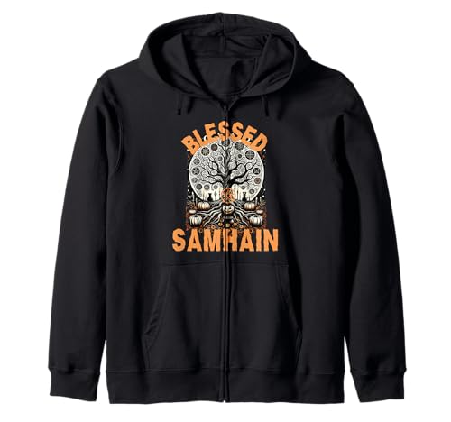 Blessed Samhain design for wicca practicers,pagans, wiccans Zip Hoodie