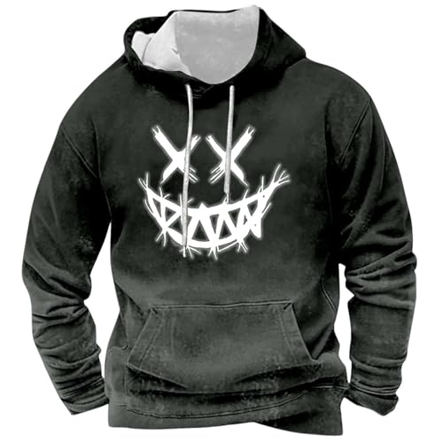 RUMAOZIA Sweat à capuche pour homme avec impression Y2K - Sweat à capuche avec imprimé smiley - Hip Hop - Décontracté - Manches longues - Basique - Pull...