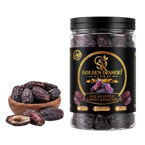 Image of Golden Dessert Global Kalmi(safawi) Super Jumbo Khajoor Premium Dates | Large Size Kalmi Dates | Naturally Sweet & Soft Dry Fruit | Healthy Energy Snack | No Added Sugar | Vegetarian