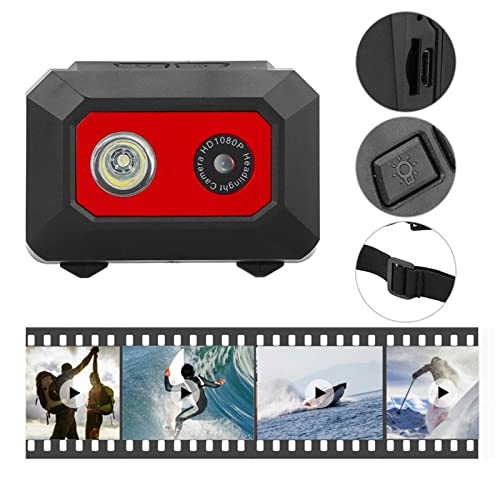 Super HD 1080P DV-Sportkamera, Am Kopf Montierter Action-Video-Camcorder mit DVR-Recorder-Kopfkamera für Fotografische Outdoor-Aufnahmen zu Hause und auf Reisen (Schwarz Rot)