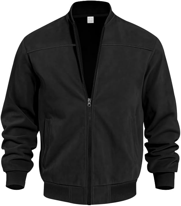 Men's Classic Bomber Jacket with US Flag T-Shirt Lightweight Cotton Blend Zip Up Casual Outerwear