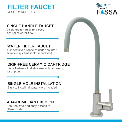 Image of Fossa 1-Year Warranty RO Tap - Pure 304 Stainless Steel Body with Flexible Swivel Spout for Kitchen Sink /Basin | Lead-Free Drinking Water Filter Faucet - Grey (Matte Finish)