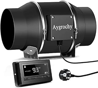 Aygrochy 4 inch Inline Duct Fan with Temperature and Humidity Controller, Extractor Fan for Booster, Grow Tents, Ventilation and Extractor Fan.