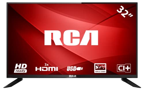RCA RB32H1 téléviseur LED 32 Pouces (81cm) TV Manufacturer Refurbished, 3X HDMI, USB, Scart, Triple Tuner (DVB-C/T2/-S2)