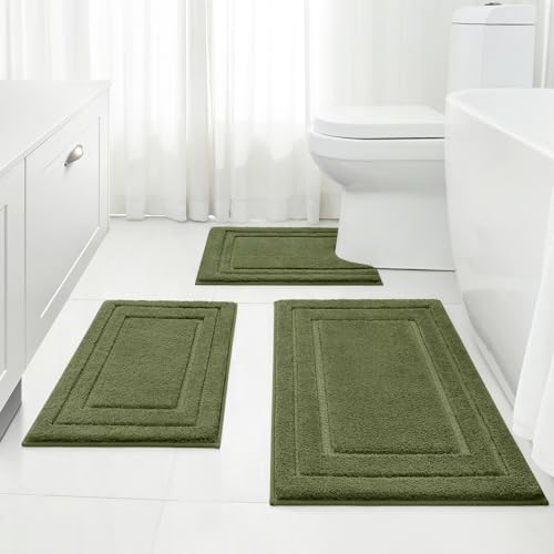 HOMEIDEAS Bathroom Rugs Sets 3 Piece, Super Soft and Absorbent