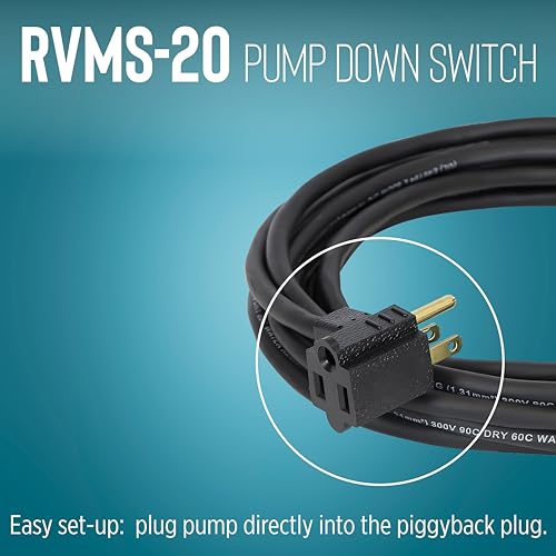 Image of Little Giant RVMS-20 115-Volt Piggyback Vertical Mechanical Pump Down Float Switch for Pumps up to 1 /2 HP with 20-ft. Cord, Black, 599263