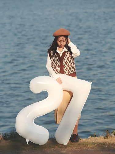 Image of 7 Balloon Numbers Birthday Decorations, 40In White Balloons for Men Women | Eye-catching Appearance, Perfect Decorative Centerpieces, Convenient Self-sealing Structure, Widely for Various Occasions