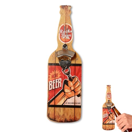Beer Bottle Opener Wall Mounted with Auto Catch Personalized Wooden Wall Mounted Opener for Favorite Beer Lovers for Home Bar Accessories Pub Garden Gifts for Dad Men