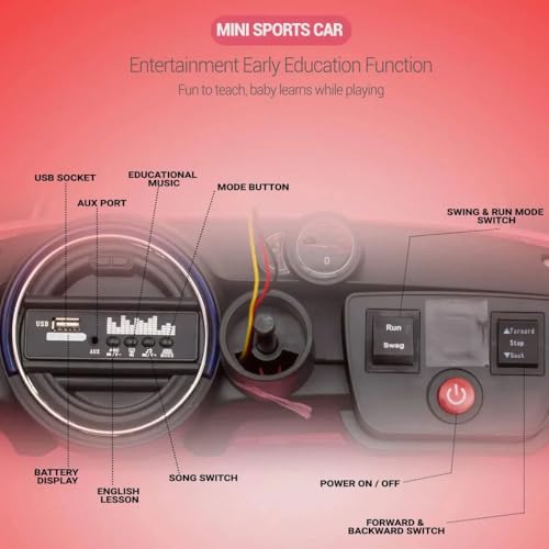 Image of Kawaii Kids AMR GT Battery Operated Sports Car for Kids with Music & Light for 1 to 5 Years Kids | Manual Plus Remote Control | 12V Battery (Mini Cop, Pink)