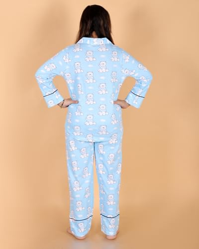 Image of The Mom Store Pajama Set for Women | Soft Cotton Breathable Nightwear for Comfortable Sleep | Stylish Elegant Sleep Suit & Lounge Wear for Womens | Everyday Nightsuit | Shirt Pyjama Set for Women