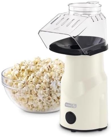 Dash Hot Air Popcorn Popper, 16 Cups Capacity, Oil-Free Cooking, Built-in Butter Melting Tray, Cream