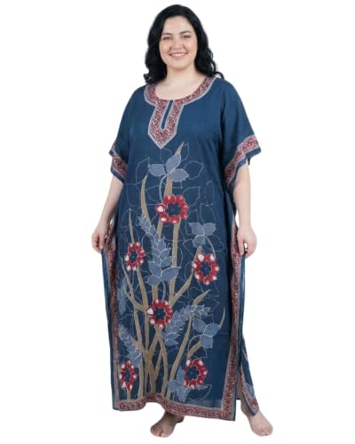 Image of Oussum Women Kaftan Plus Size Polyester Summer Lightweight Caftan Swimsuit Cover Ups Maxi African Mumu Lounge House Dress