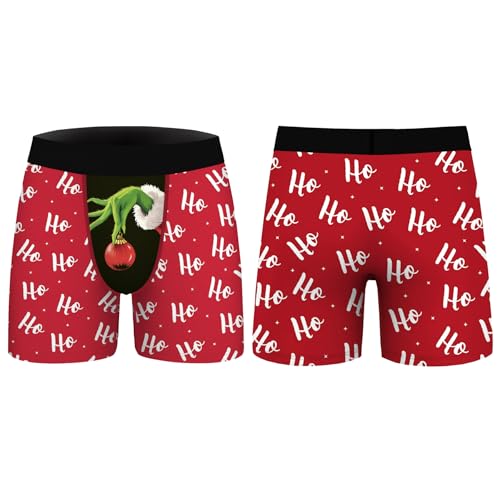 Aueyan Christmas Boxers For Men Mens Funny Boxers Sexy Santa Costume For Men Red Holiday Underwear Christmas Lights Boxer Briefs Blue Hilarious Gag Gifs Novelty Shorts Boyfiend Xmas Gifts 2 Pack thumb #1