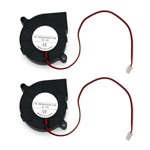 JZK 2PCS Kleines Gebläse 12V 5015 lüfter, Geschwindigkeit: 6500 U/min/min, 50x50x15mm, 3D-Druckergebläse Lüfter 12V 5cm, Bürstenloser DC Lüfter 50mm